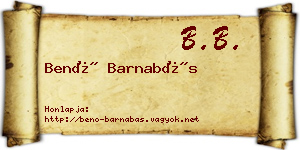Benő Barnabás névjegykártya